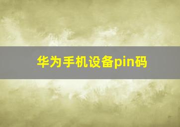 华为手机设备pin码