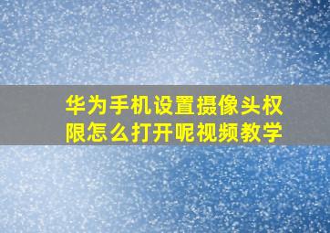 华为手机设置摄像头权限怎么打开呢视频教学