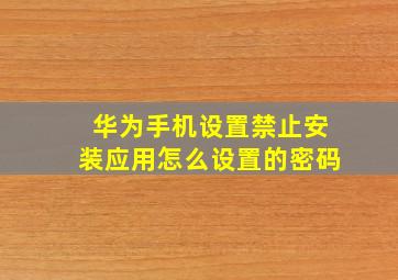 华为手机设置禁止安装应用怎么设置的密码