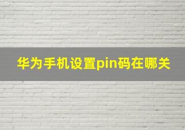 华为手机设置pin码在哪关