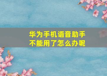 华为手机语音助手不能用了怎么办呢