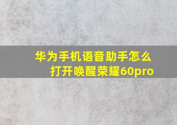 华为手机语音助手怎么打开唤醒荣耀60pro