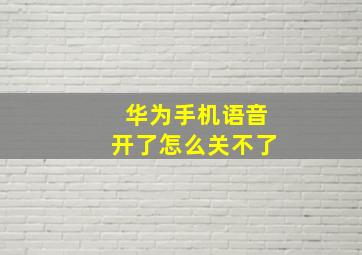 华为手机语音开了怎么关不了