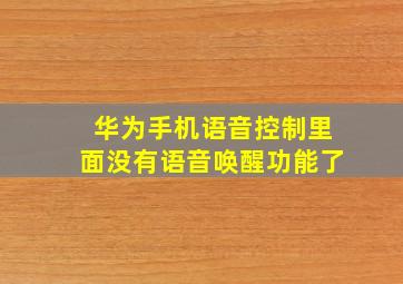 华为手机语音控制里面没有语音唤醒功能了