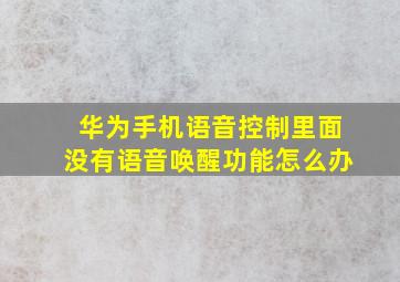 华为手机语音控制里面没有语音唤醒功能怎么办