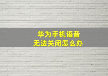 华为手机语音无法关闭怎么办