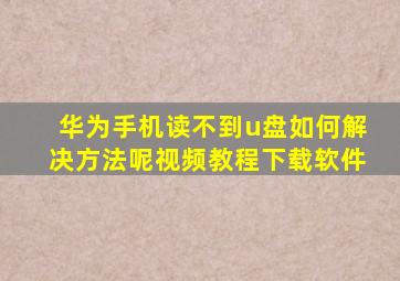 华为手机读不到u盘如何解决方法呢视频教程下载软件