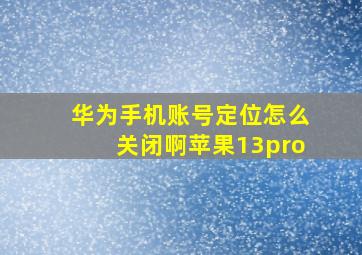 华为手机账号定位怎么关闭啊苹果13pro