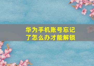 华为手机账号忘记了怎么办才能解锁