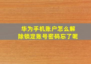 华为手机账户怎么解除锁定账号密码忘了呢