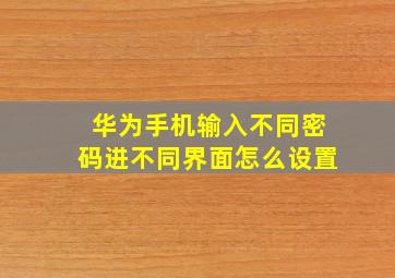 华为手机输入不同密码进不同界面怎么设置