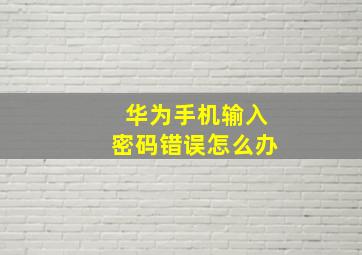 华为手机输入密码错误怎么办