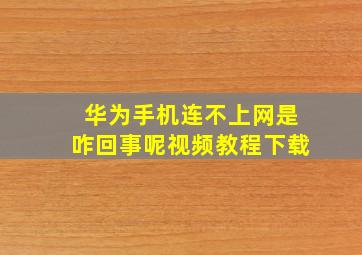 华为手机连不上网是咋回事呢视频教程下载