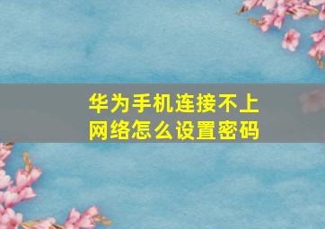 华为手机连接不上网络怎么设置密码