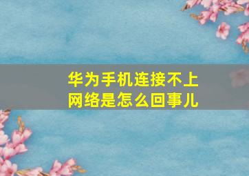 华为手机连接不上网络是怎么回事儿