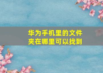 华为手机里的文件夹在哪里可以找到