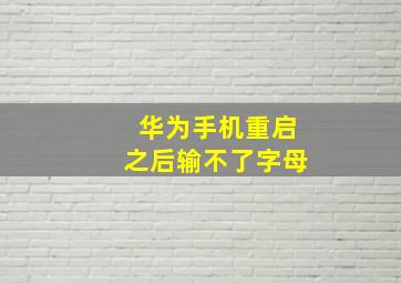 华为手机重启之后输不了字母