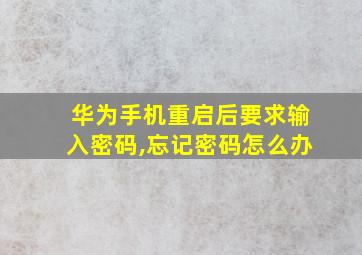 华为手机重启后要求输入密码,忘记密码怎么办