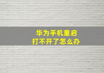 华为手机重启打不开了怎么办