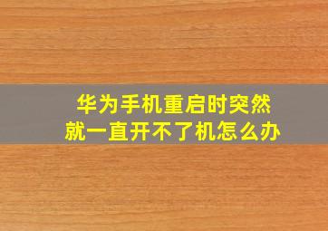 华为手机重启时突然就一直开不了机怎么办