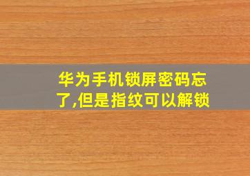 华为手机锁屏密码忘了,但是指纹可以解锁