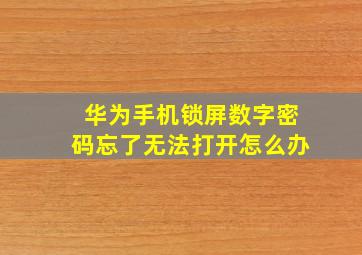 华为手机锁屏数字密码忘了无法打开怎么办