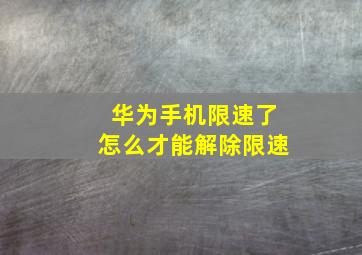 华为手机限速了怎么才能解除限速