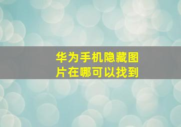 华为手机隐藏图片在哪可以找到