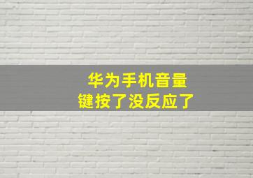 华为手机音量键按了没反应了