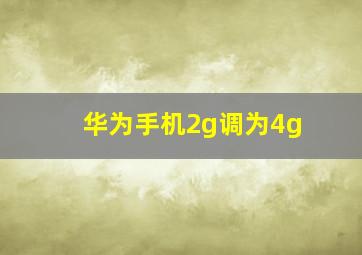 华为手机2g调为4g