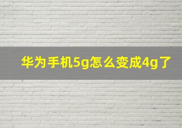 华为手机5g怎么变成4g了