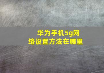 华为手机5g网络设置方法在哪里