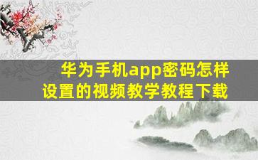 华为手机app密码怎样设置的视频教学教程下载