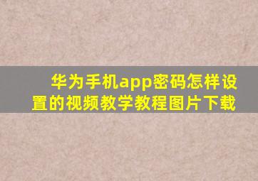 华为手机app密码怎样设置的视频教学教程图片下载