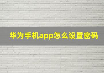 华为手机app怎么设置密码