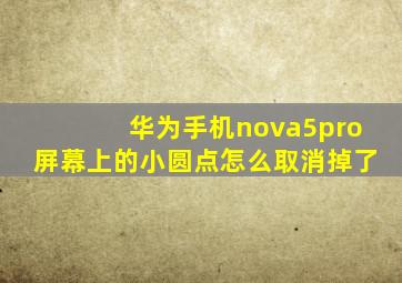 华为手机nova5pro屏幕上的小圆点怎么取消掉了