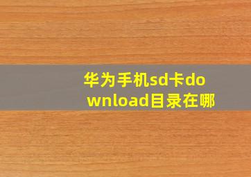 华为手机sd卡download目录在哪