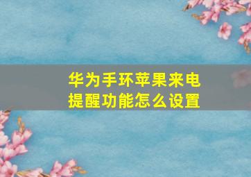 华为手环苹果来电提醒功能怎么设置