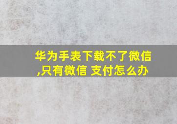 华为手表下载不了微信,只有微信+支付怎么办