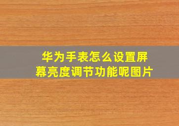 华为手表怎么设置屏幕亮度调节功能呢图片