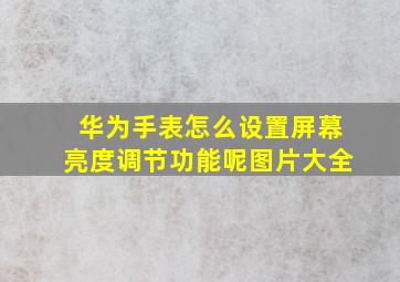 华为手表怎么设置屏幕亮度调节功能呢图片大全