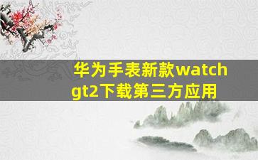 华为手表新款watch gt2下载第三方应用