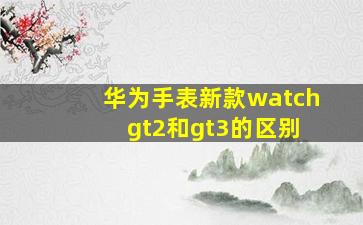 华为手表新款watch gt2和gt3的区别