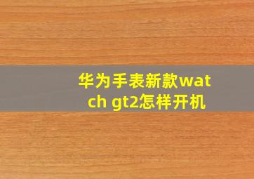 华为手表新款watch gt2怎样开机