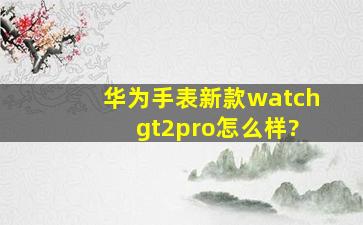 华为手表新款watch gt2pro怎么样?