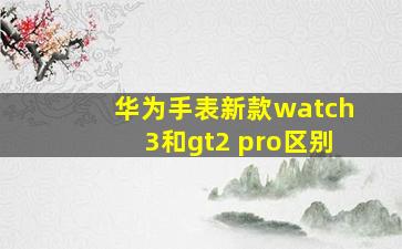 华为手表新款watch3和gt2 pro区别