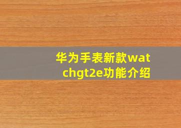 华为手表新款watchgt2e功能介绍