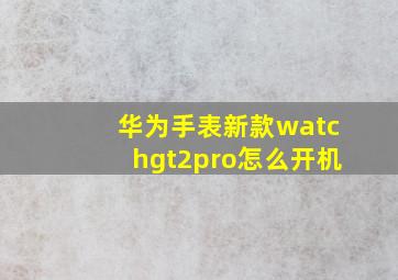 华为手表新款watchgt2pro怎么开机