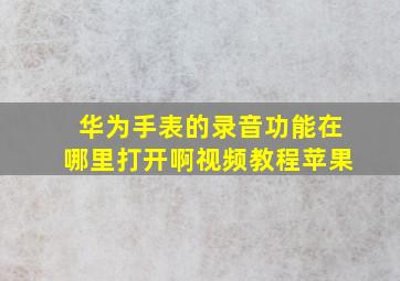 华为手表的录音功能在哪里打开啊视频教程苹果