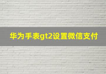 华为手表gt2设置微信支付